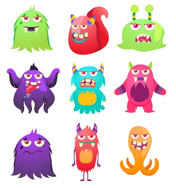 Cute Monsters. Cartoon aliens from space for kindergarten children. — Stock Vector