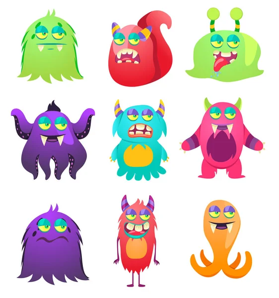 Monstros giros. Desenhos animados alienígenas do espaço para crianças do jardim de infância . — Vetor de Stock