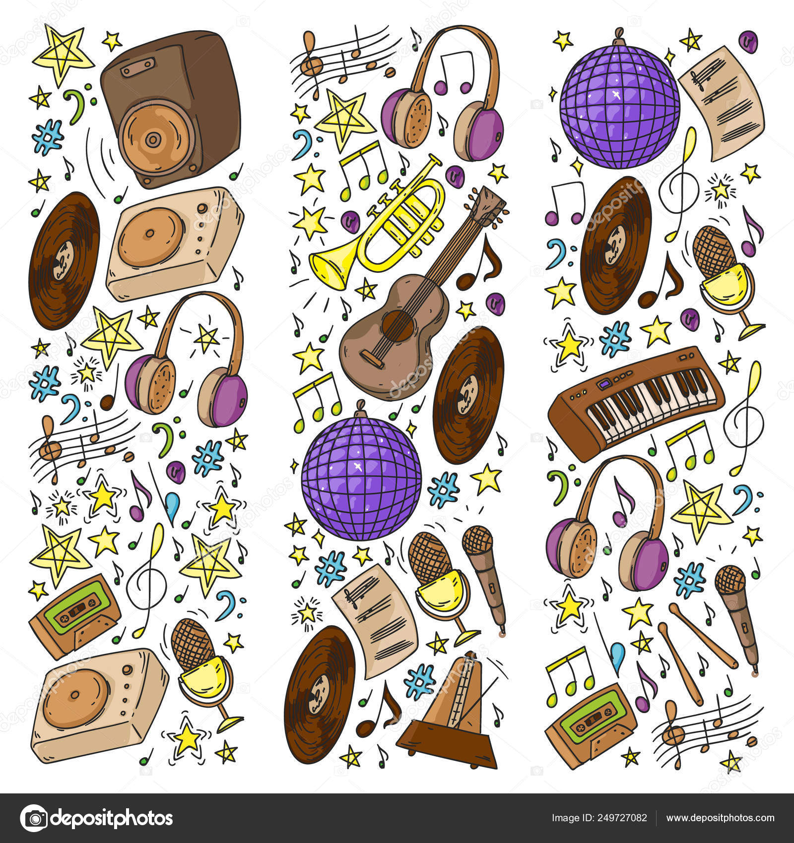 Musical pattern for posters, banners. Music festival, karaoke, disco