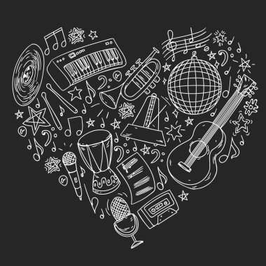 Posterler, afişler için müzik desen. Müzik Festivali, karaoke, disko, rock.