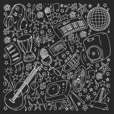 Posterler, afişler için müzik desen. Müzik Festivali, karaoke, disko, rock.