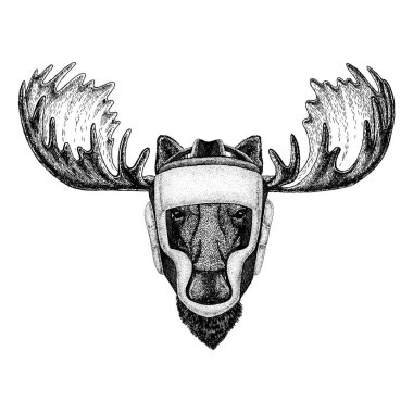 Boksör hayvan. Vektör çizim t-shirt için. Beyaz arka plan üzerinde izole spor, avcı. Güçlü kişi resmi Fitness