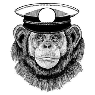 Şempanze Maymun El dövme, amblem, rozet, logo, yama, tişört çizimi