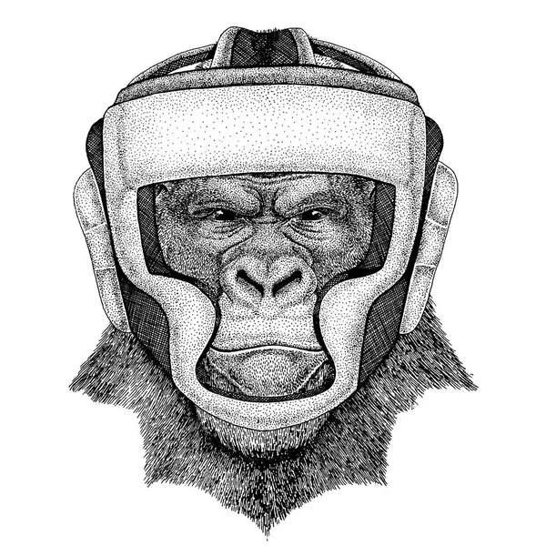 Animal boxeador. Ilustración vectorial para camiseta. Sport, luchador aislado sobre fondo blanco. Aptitud ilustración de la persona fuerte — Archivo Imágenes Vectoriales