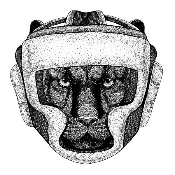 Um animal pugilista. Ilustração vetorial para camiseta. Esporte, lutador isolado em fundo branco. Ilustração de aptidão de pessoa forte — Vetor de Stock