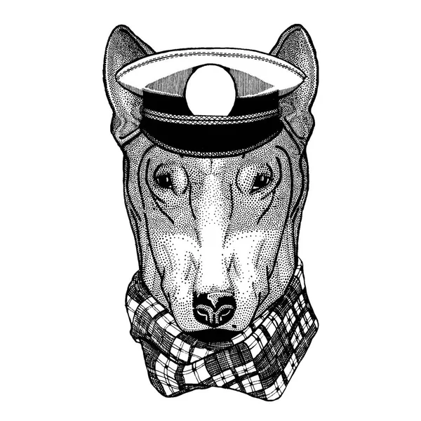 DOG pólótervezéshez Kézzel rajzolt illusztráció tetováláshoz, emblémához, jelvényhez, logóhoz, tapaszhoz — Stock Vector