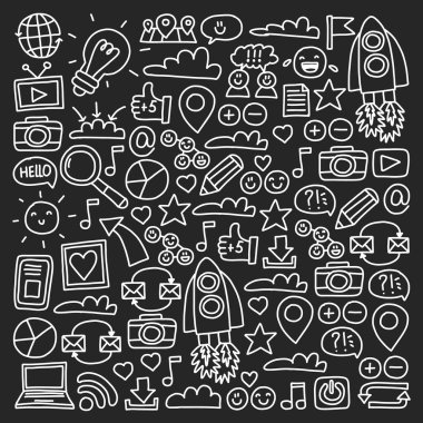 İş ve iletişim. Sosyal medya illüstrasyon vektör.