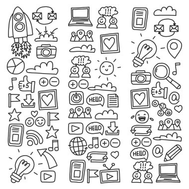 İş ve iletişim. Sosyal medya illüstrasyon vektör.