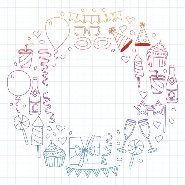 Vektör desen ile yıllar kutsal kişilerin resmi. Tatil ve kutlama.