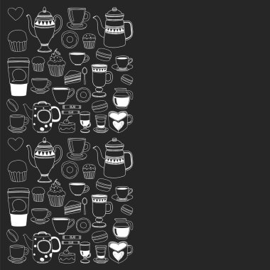 Kahve menü. Kapuçino, desenle vektör espresso. Mutfak, yemek, içecek.