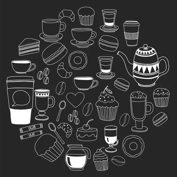 Menú de café. Patrón vectorial con capuchino, espresso. Cocina, cocina, bebidas . — Vector de stock