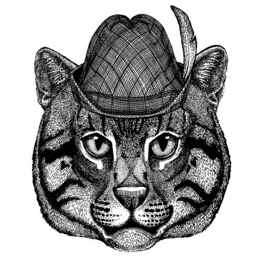 geleneksel Bavyera tirol şapka takıyor. Oktoberfest.