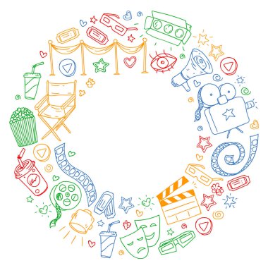 Sinema desen vektör simgeleri ile. Film,