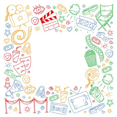 Sinema desen vektör simgeleri ile. Film,