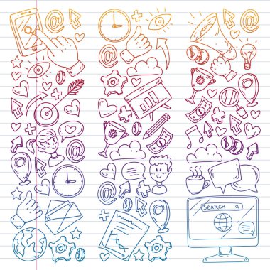 Dijital pazarlama, sosyal medya, iletişim, yönetim. Arka plan afiş için.