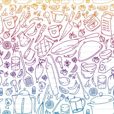 Yemek kursuna, menü. Mutfak eşyaları, tabağını yemek ve mutfak simgeler