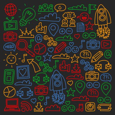 İş ve iletişim. Sosyal medya illüstrasyon vektör.