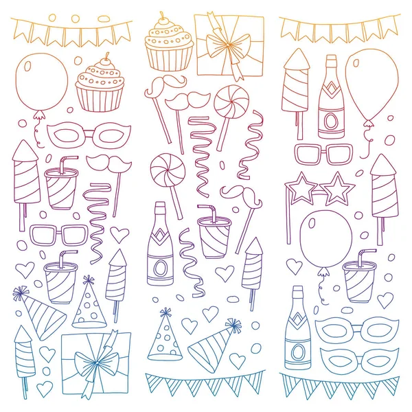 Vector pattern with bithday icons. Holiday and celebration. — Stock Vector