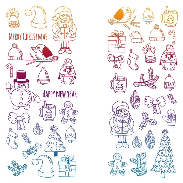 Elemento navideño en estilo de dibujo de doodle kids. Patrón vectorial . — Archivo Imágenes Vectoriales