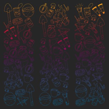 Kamp vektör çizim. Açık macera seyahat