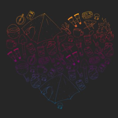 Kamp vektör çizim. Açık macera seyahat