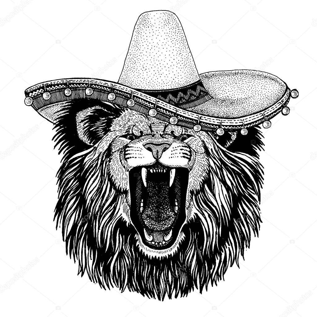 Cool animal wearing national mexican hat Sombero
