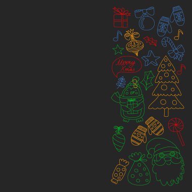 Noel öğe çizim stili doodle Kids. Vektör desen.
