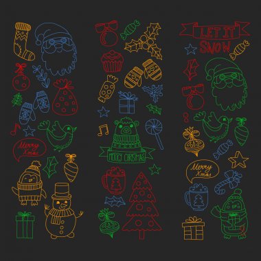 Noel öğe çizim stili doodle Kids. Vektör desen.