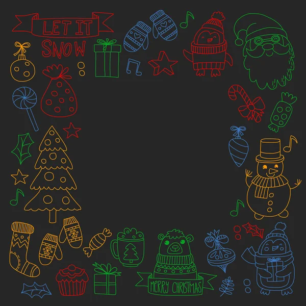 Χριστουγεννιάτικο στοιχείο στυλ ζωγραφικής τα παιδιά doodle. Πρότυπο διάνυσμα. — Διανυσματικό Αρχείο