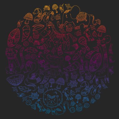 Kabile elemanları ve hayvanlar ile Afrika deseni