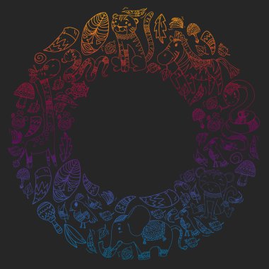 Kabile elemanları ve hayvanlar ile Afrika deseni