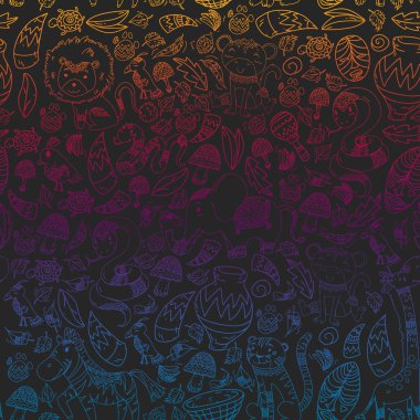 Kabile elemanları ve hayvanlar ile Afrika deseni