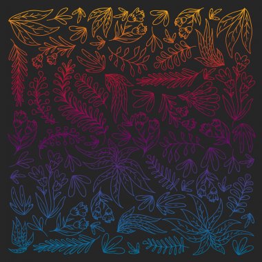 El vektör çiçek çizilmiş, elemanları bırakır. Logo, tebrik kartı, düğün tasarımı için desen.