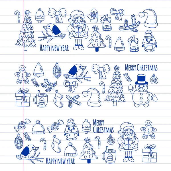 Elemento de Natal em doodle crianças desenho estilo. Padrão vetorial . — Vetor de Stock