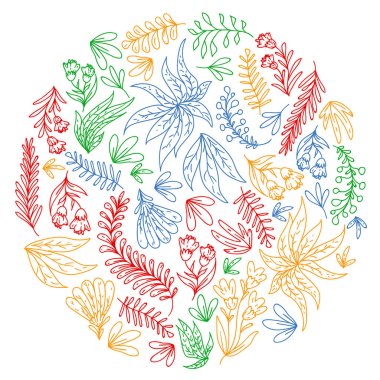 El vektör çiçek çizilmiş, elemanları bırakır. Logo, tebrik kartı, düğün tasarımı için desen.