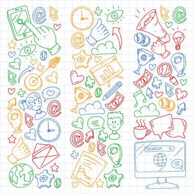 Dijital pazarlama, sosyal medya, iletişim, yönetim. Arka plan afiş için.