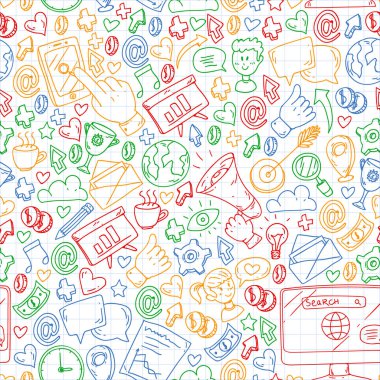 Dijital pazarlama, sosyal medya, iletişim, yönetim. Arka plan afiş için.