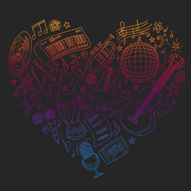 Posterler, afişler için müzik desen. Müzik Festivali, karaoke, disko, rock.