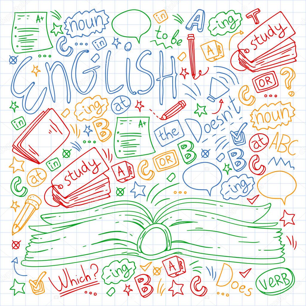 Language school for adult, kids. English courses, class.