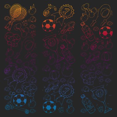 Vektör desen spor elemanları ile. Fitness, Oyunlar, egzersizleri.