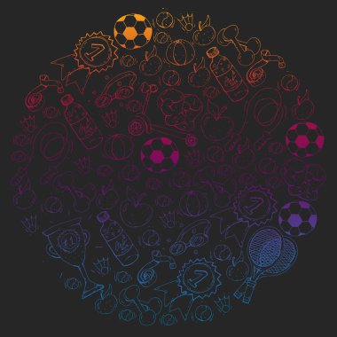 Vektör desen spor elemanları ile. Fitness, Oyunlar, egzersizleri.