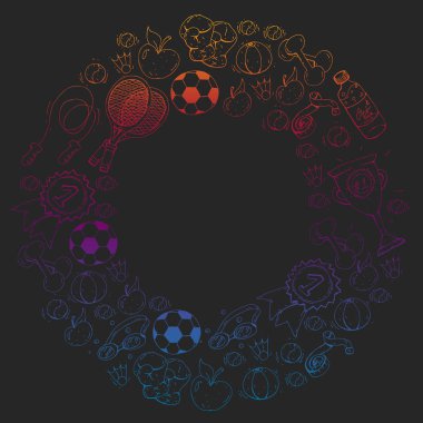 Vektör desen spor elemanları ile. Fitness, Oyunlar, egzersizleri.