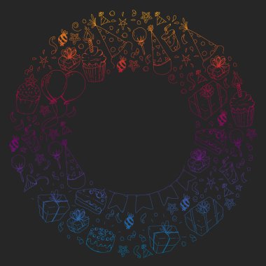 Doğum günü partisi. Desen davetiye, afiş, şablonlar için.