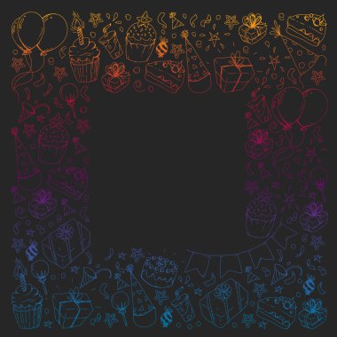 Doğum günü partisi. Desen davetiye, afiş, şablonlar için.