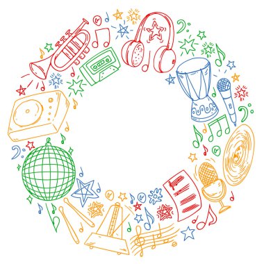 Posterler, afişler için müzik desen. Müzik Festivali, karaoke, disko, rock.