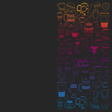 Kahve menü. Kapuçino, desenle vektör espresso. Mutfak, yemek, içecek.