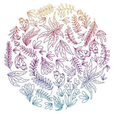 El vektör çiçek çizilmiş, elemanları bırakır. Logo, tebrik kartı, düğün tasarımı için desen.