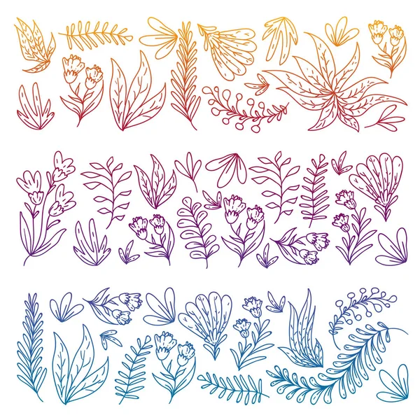 Vector de mano dibujado floral, hojas de elementos. Patrón para el logotipo, tarjeta de felicitación, diseño de la boda . — Archivo Imágenes Vectoriales