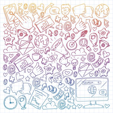 Dijital pazarlama, sosyal medya, iletişim, yönetim. Arka plan afiş için.