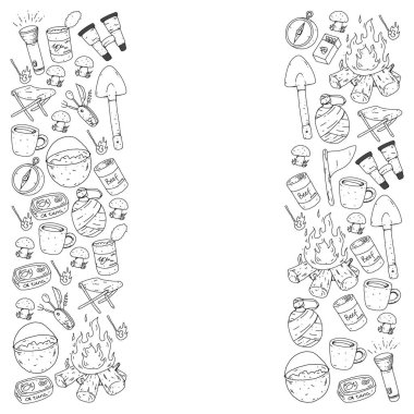 Kamp vektör çizim. Açık macera seyahat